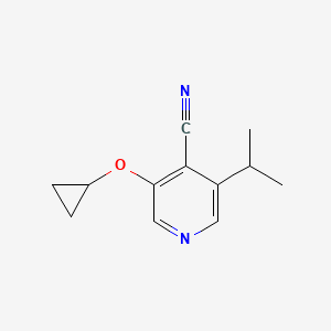 molecular formula C12H14N2O B14812400 3-Cyclopropoxy-5-isopropylisonicotinonitrile 