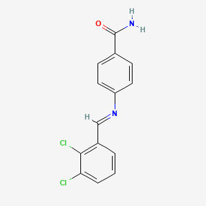 4-{[(E)-(2,3-dichlorophenyl)methylidene]amino}benzamide