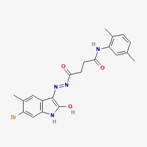 4-[(2E)-2-(6-bromo-5-methyl-2-oxo-1,2-dihydro-3H-indol-3-ylidene)hydrazinyl]-N-(2,5-dimethylphenyl)-4-oxobutanamide