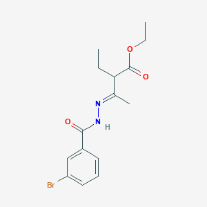 molecular formula C15H19BrN2O3 B14812725 ethyl (3E)-3-{2-[(3-bromophenyl)carbonyl]hydrazinylidene}-2-ethylbutanoate 