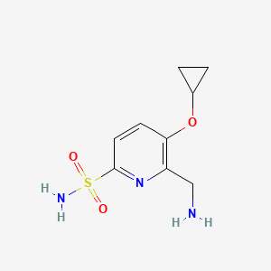 molecular formula C9H13N3O3S B14812792 6-(Aminomethyl)-5-cyclopropoxypyridine-2-sulfonamide 