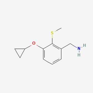 (3-Cyclopropoxy-2-(methylthio)phenyl)methanamine