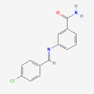 molecular formula C14H11ClN2O B14812904 3-{[(E)-(4-chlorophenyl)methylidene]amino}benzamide 