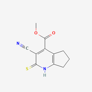 molecular formula C11H10N2O2S B1481296 3-氰基-2-硫代氧杂-2,5,6,7-四氢-1H-环戊并[b]吡啶-4-羧酸甲酯 CAS No. 2098034-22-9