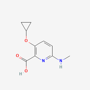 molecular formula C10H12N2O3 B14813251 3-Cyclopropoxy-6-(methylamino)picolinic acid 