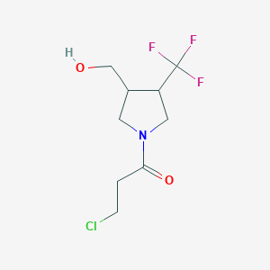 molecular formula C9H13ClF3NO2 B1481335 3-Chloro-1-(3-(hydroxymethyl)-4-(trifluoromethyl)pyrrolidin-1-yl)propan-1-one CAS No. 2097992-91-9