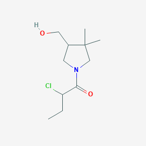 molecular formula C11H20ClNO2 B1481347 2-Chloro-1-(4-(hydroxymethyl)-3,3-dimethylpyrrolidin-1-yl)butan-1-one CAS No. 2091609-05-9