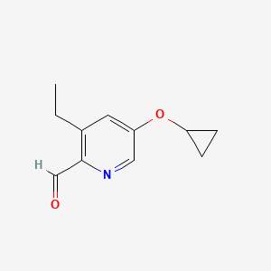 molecular formula C11H13NO2 B14813545 5-Cyclopropoxy-3-ethylpicolinaldehyde 