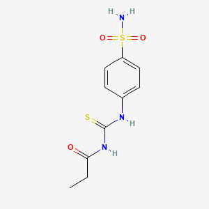 molecular formula C10H13N3O3S2 B14813618 N-[(4-sulfamoylphenyl)carbamothioyl]propanamide 