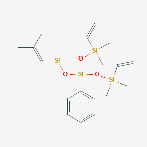 molecular formula C18H30O3Si4 B14813626 5-[(Ethenyldimethylsilyl)oxy]-3,3,9-trimethyl-5-phenyl-4,6-dioxa-3,5,7-trisiladeca-1,8-diene 