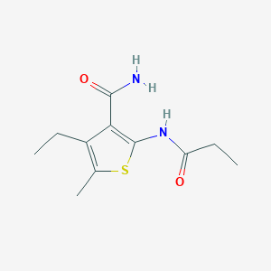 molecular formula C11H16N2O2S B14813640 4-Ethyl-5-methyl-2-(propanoylamino)thiophene-3-carboxamide 