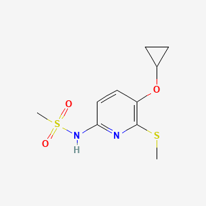 molecular formula C10H14N2O3S2 B14813971 N-(5-Cyclopropoxy-6-(methylthio)pyridin-2-YL)methanesulfonamide 