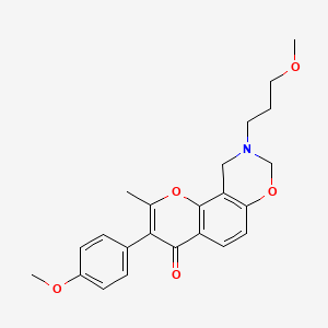 molecular formula C23H25NO5 B14814076 3-(4-methoxyphenyl)-9-(3-methoxypropyl)-2-methyl-9,10-dihydrochromeno[8,7-e][1,3]oxazin-4(8H)-one 