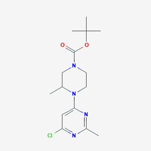 molecular formula C15H23ClN4O2 B1481409 叔丁基4-(6-氯-2-甲基嘧啶-4-基)-3-甲基哌嗪-1-羧酸酯 CAS No. 2098133-21-0