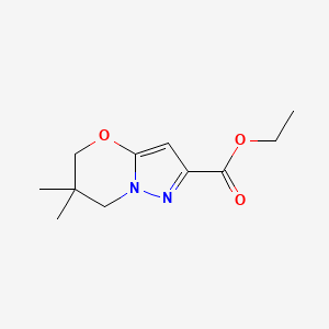 molecular formula C11H16N2O3 B14814134 ethyl 6,6-dimethyl-6,7-dihydro-5H-pyrazolo[5,1-b][1,3]oxazine-2-carboxylate 