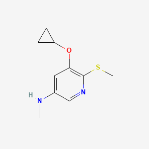 molecular formula C10H14N2OS B14814150 5-Cyclopropoxy-N-methyl-6-(methylthio)pyridin-3-amine 