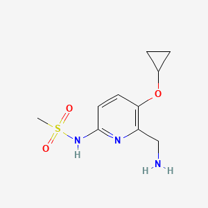 molecular formula C10H15N3O3S B14814246 N-(6-(Aminomethyl)-5-cyclopropoxypyridin-2-YL)methanesulfonamide 