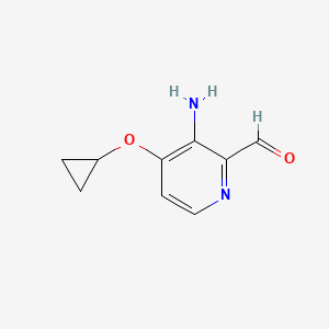 molecular formula C9H10N2O2 B14814263 3-Amino-4-cyclopropoxypicolinaldehyde 