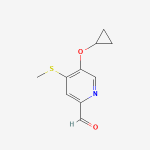 molecular formula C10H11NO2S B14814308 5-Cyclopropoxy-4-(methylthio)picolinaldehyde 