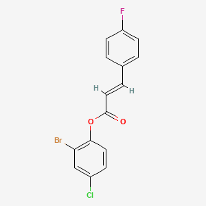 molecular formula C15H9BrClFO2 B14814409 2-bromo-4-chlorophenyl (2E)-3-(4-fluorophenyl)prop-2-enoate 