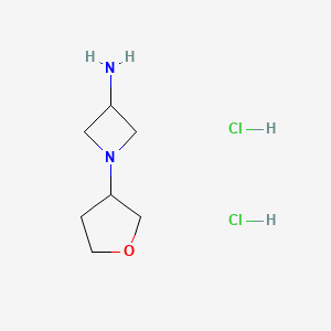 molecular formula C7H16Cl2N2O B1481498 1-(四氢呋喃-3-基)氮杂环丁-3-胺二盐酸盐 CAS No. 2098032-76-7