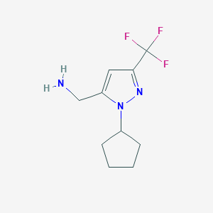 molecular formula C10H14F3N3 B1481513 (1-环戊基-3-(三氟甲基)-1H-吡唑-5-基)甲胺 CAS No. 1401234-32-9