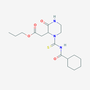 molecular formula C17H27N3O4S B14815135 Propyl {1-[(cyclohexylcarbonyl)carbamothioyl]-3-oxopiperazin-2-yl}acetate 