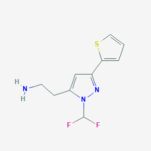 molecular formula C10H11F2N3S B1481546 2-(1-(二氟甲基)-3-(噻吩-2-基)-1H-吡唑-5-基)乙胺 CAS No. 2098070-22-3