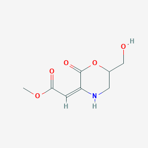 molecular formula C8H11NO5 B14815527 Methyl 2-(6-(hydroxymethyl)-2-oxomorpholin-3-ylidene)acetate 