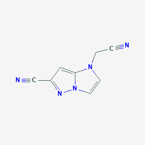 molecular formula C8H5N5 B1481556 1-(cyanomethyl)-1H-imidazo[1,2-b]pyrazole-6-carbonitrile CAS No. 2098139-68-3