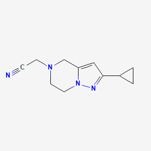 molecular formula C11H14N4 B1481563 2-(2-cyclopropyl-6,7-dihydropyrazolo[1,5-a]pyrazin-5(4H)-yl)acetonitrile CAS No. 2098022-16-1