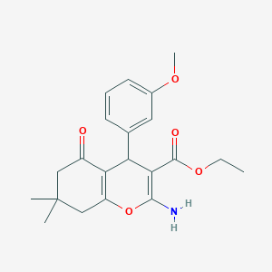 molecular formula C21H25NO5 B14815633 ethyl 2-amino-4-(3-methoxyphenyl)-7,7-dimethyl-5-oxo-5,6,7,8-tetrahydro-4H-chromene-3-carboxylate 