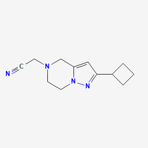 molecular formula C12H16N4 B1481564 2-(2-cyclobutyl-6,7-dihydropyrazolo[1,5-a]pyrazin-5(4H)-yl)acetonitrile CAS No. 2098093-17-3