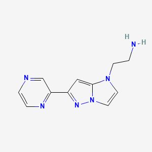 molecular formula C11H12N6 B1481567 2-(6-(pyrazin-2-yl)-1H-imidazo[1,2-b]pyrazol-1-yl)ethan-1-amine CAS No. 2098055-57-1