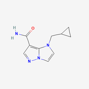 molecular formula C10H12N4O B1481620 1-(cyclopropylmethyl)-1H-imidazo[1,2-b]pyrazole-7-carboxamide CAS No. 2098012-15-6