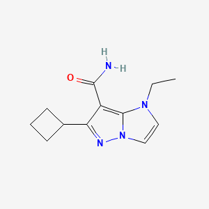 molecular formula C12H16N4O B1481634 6-cyclobutyl-1-ethyl-1H-imidazo[1,2-b]pyrazole-7-carboxamide CAS No. 2098092-84-1