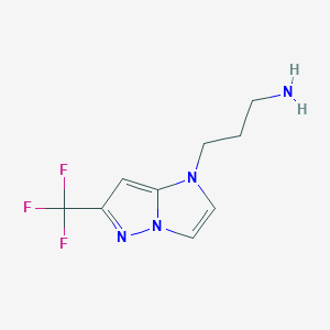 molecular formula C9H11F3N4 B1481635 3-(6-(三氟甲基)-1H-咪唑并[1,2-b]吡唑-1-基)丙基胺 CAS No. 2098056-41-6