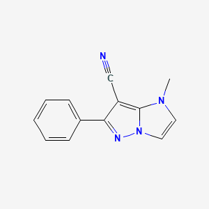 molecular formula C13H10N4 B1481646 1-methyl-6-phenyl-1H-imidazo[1,2-b]pyrazole-7-carbonitrile CAS No. 2098013-91-1