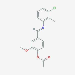 molecular formula C17H16ClNO3 B14816553 Acetic acid, 4-(3-chloro-2-methylphenyliminomethyl)-2-methoxyphenyl ester 