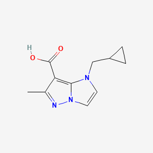 molecular formula C11H13N3O2 B1481659 1-(环丙基甲基)-6-甲基-1H-咪唑并[1,2-b]吡唑-7-羧酸 CAS No. 2091713-86-7
