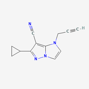 molecular formula C12H10N4 B1481681 6-环丙基-1-(炔丙-2-基)-1H-咪唑并[1,2-b]吡唑-7-腈 CAS No. 2098057-65-7