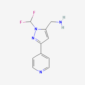 molecular formula C10H10F2N4 B1481694 (1-(二氟甲基)-3-(吡啶-4-基)-1H-吡唑-5-基)甲胺 CAS No. 2092565-00-7