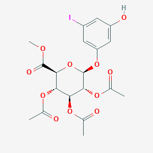 molecular formula C19H21IO11 B14816967 methyl (2S,3S,4S,5R,6S)-3,4,5-triacetyloxy-6-(3-hydroxy-5-iodophenoxy)oxane-2-carboxylate 