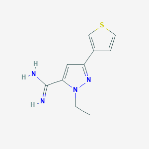 molecular formula C10H12N4S B1481706 1-ethyl-3-(thiophen-3-yl)-1H-pyrazole-5-carboximidamide CAS No. 2097983-68-9