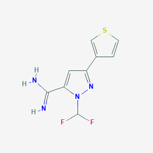molecular formula C9H8F2N4S B1481709 1-(二氟甲基)-3-(噻吩-3-基)-1H-吡唑-5-甲酰亚胺 CAS No. 2098104-19-7