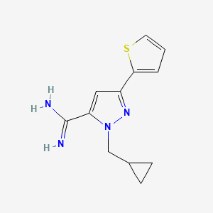 molecular formula C12H14N4S B1481713 1-(cyclopropylmethyl)-3-(thiophen-2-yl)-1H-pyrazole-5-carboximidamide CAS No. 2098005-60-6