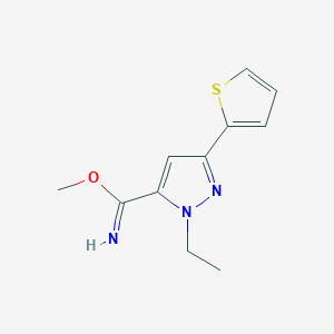 molecular formula C11H13N3OS B1481715 methyl 1-ethyl-3-(thiophen-2-yl)-1H-pyrazole-5-carbimidate CAS No. 2098132-51-3