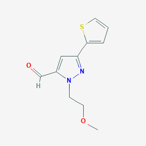 1-(2-methoxyethyl)-3-(thiophen-2-yl)-1H-pyrazole-5-carbaldehyde