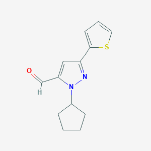 1-cyclopentyl-3-(thiophen-2-yl)-1H-pyrazole-5-carbaldehyde