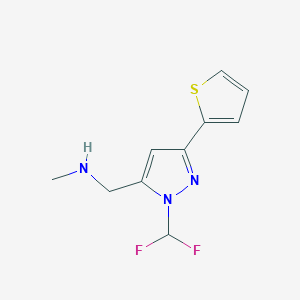 molecular formula C10H11F2N3S B1481727 1-(1-(二氟甲基)-3-(噻吩-2-基)-1H-吡唑-5-基)-N-甲基甲胺 CAS No. 2098135-16-9